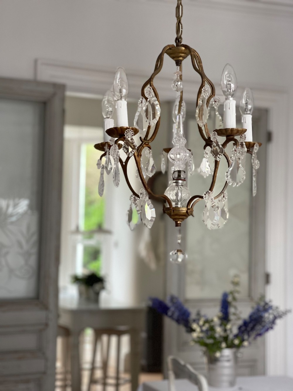 Antique French cage chandelier - rewired
