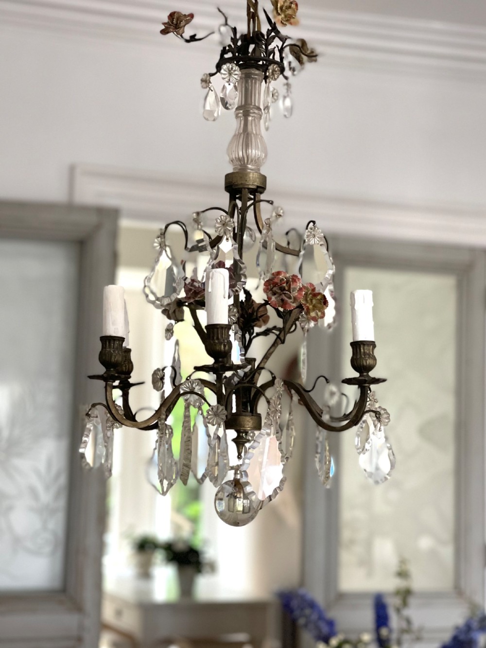Antique French crystal chandelier - rewired