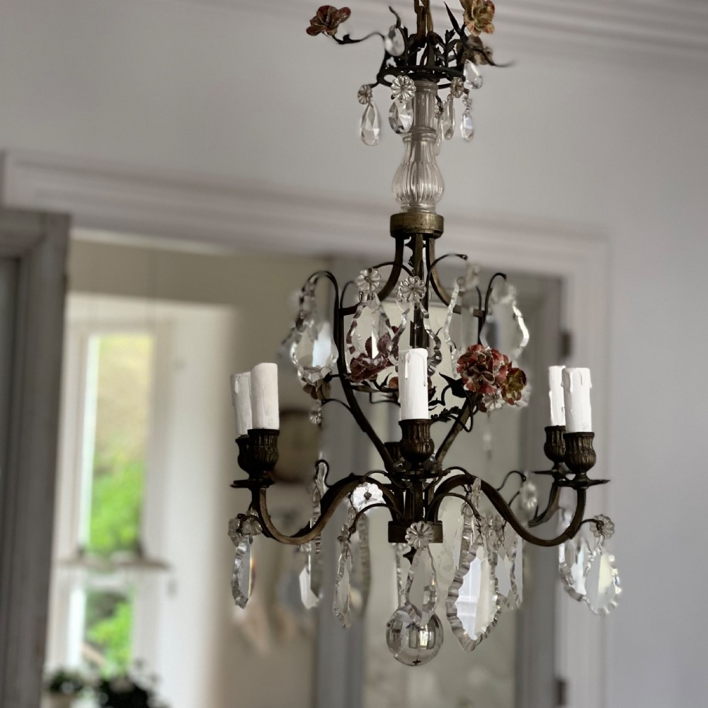 Antique French crystal chandelier - rewired View II