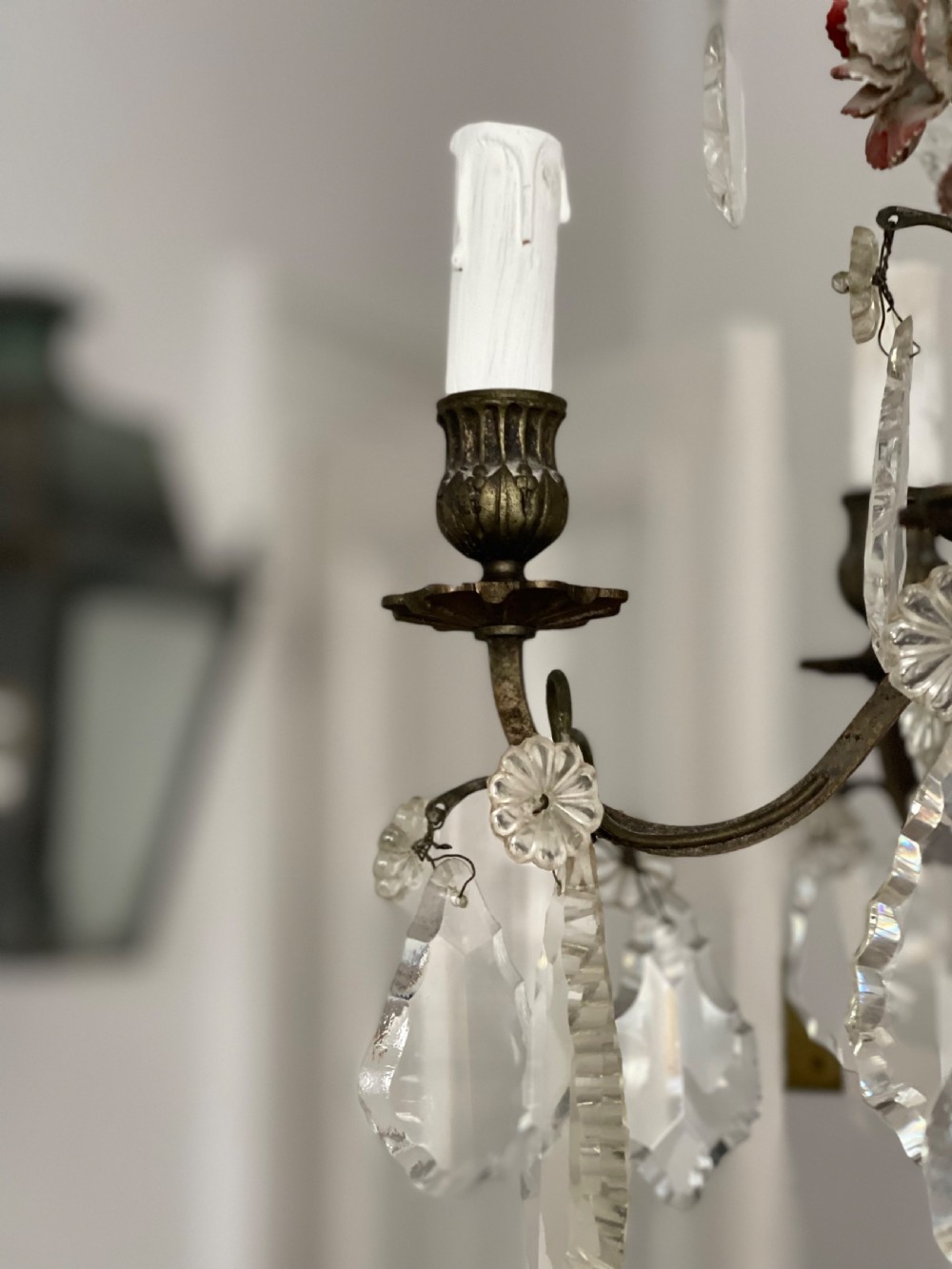 Antique French crystal chandelier - rewired View IX