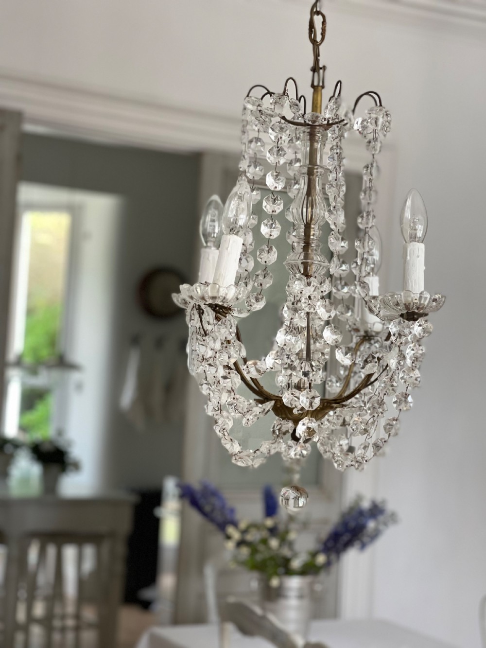19th century French crystal chandelier - rewired