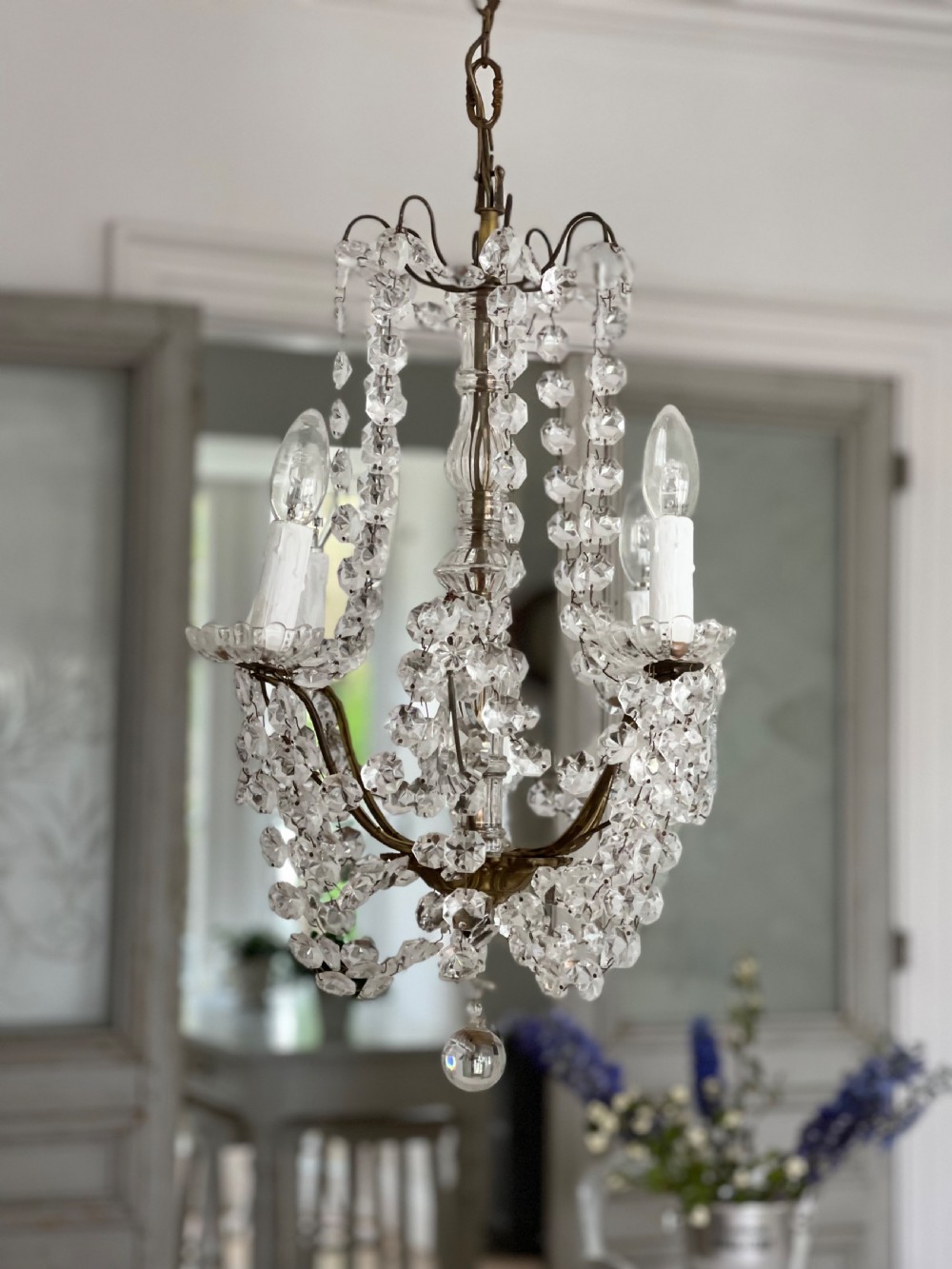 19th century French crystal chandelier - rewired View VI