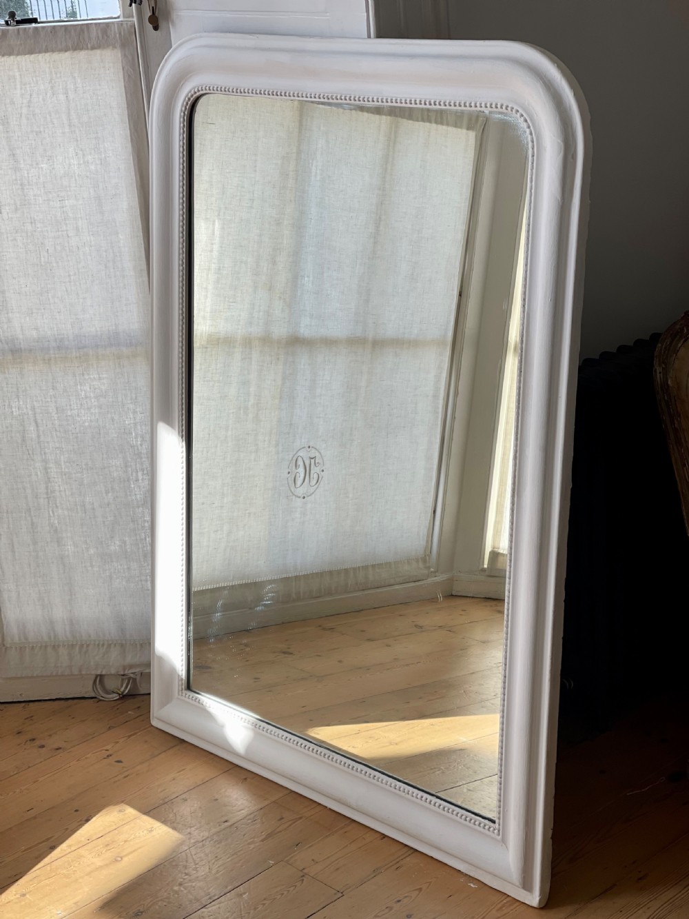 Large antique French painted mirror View VII