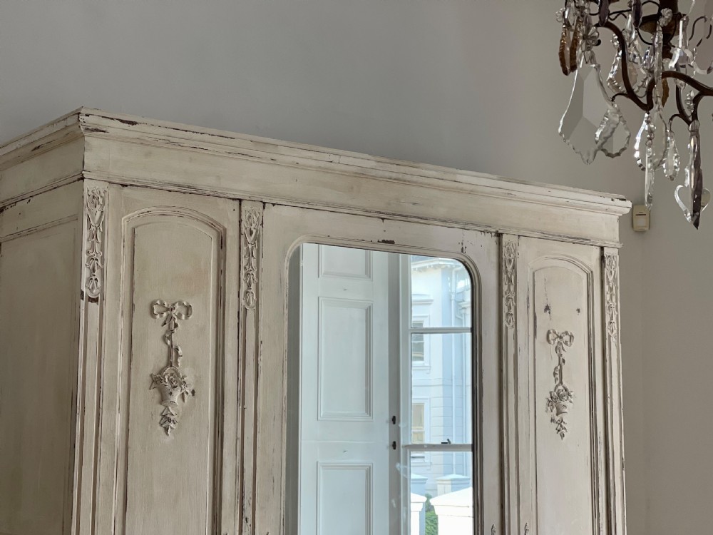 Antique French painted triple armoire  View IV