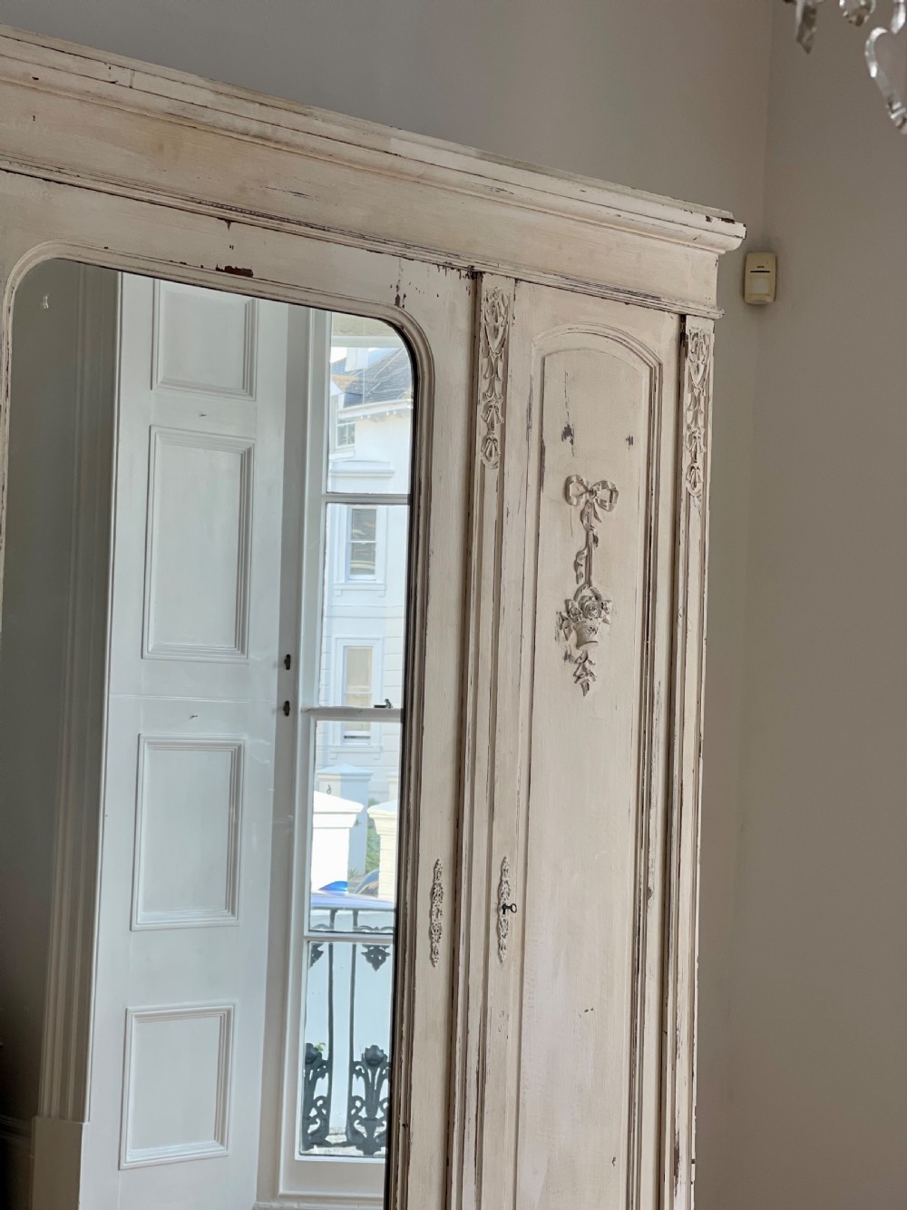Antique French painted triple armoire  View VI
