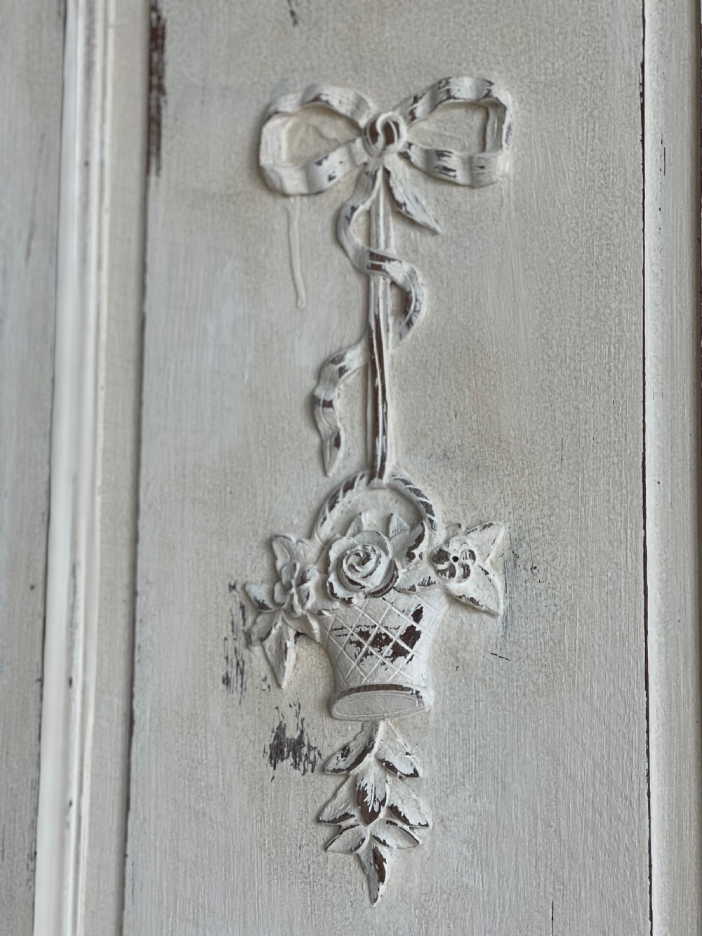 Antique French painted triple armoire  View VII