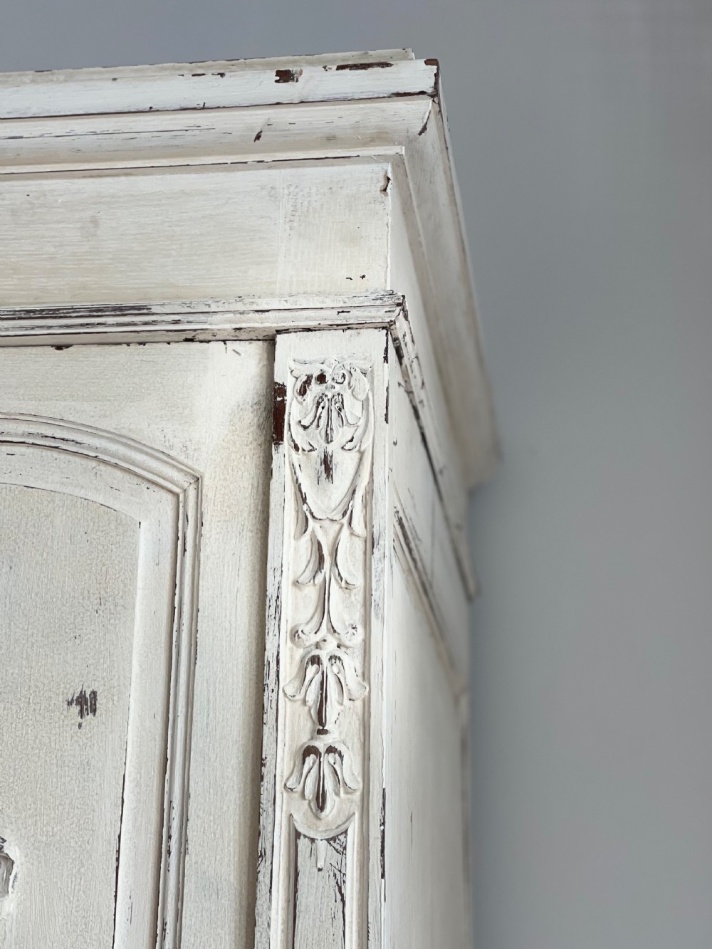 Antique French painted triple armoire  View IX