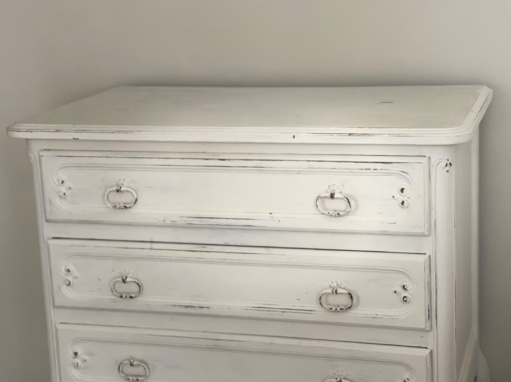 Antique French painted chest of drawers  View III