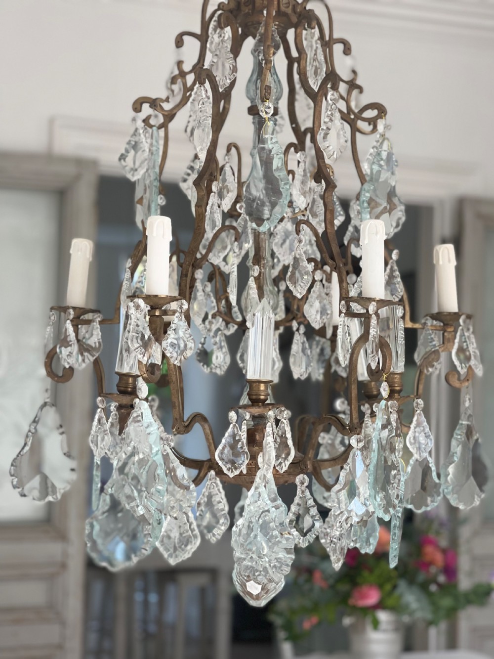 Antique French cage chandelier  View VI