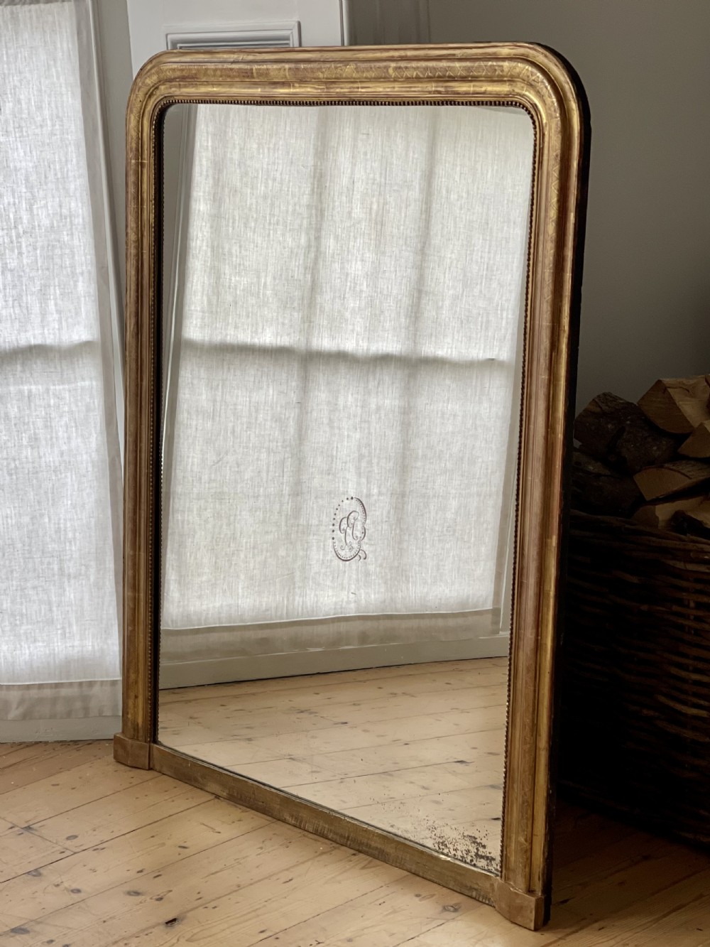 Antique French gilt Louis Philippe mirror c1830 - mercury glass 
