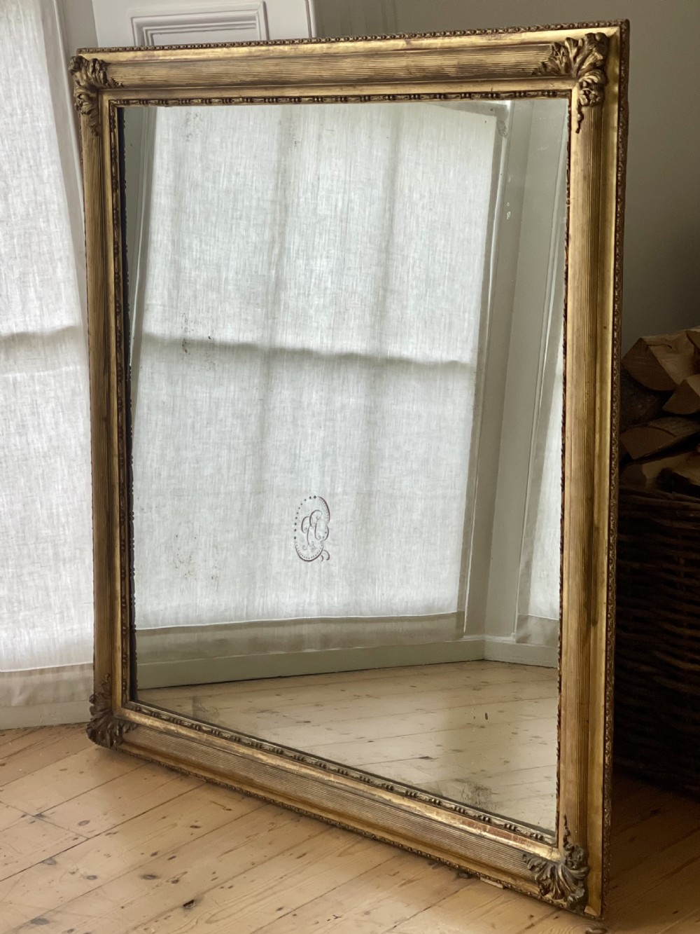 Large antique French gilt mirror c1830