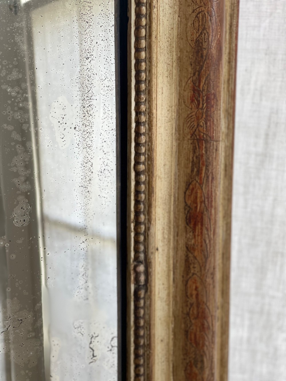 Large antique French gilt and bare gesso mirror View VII