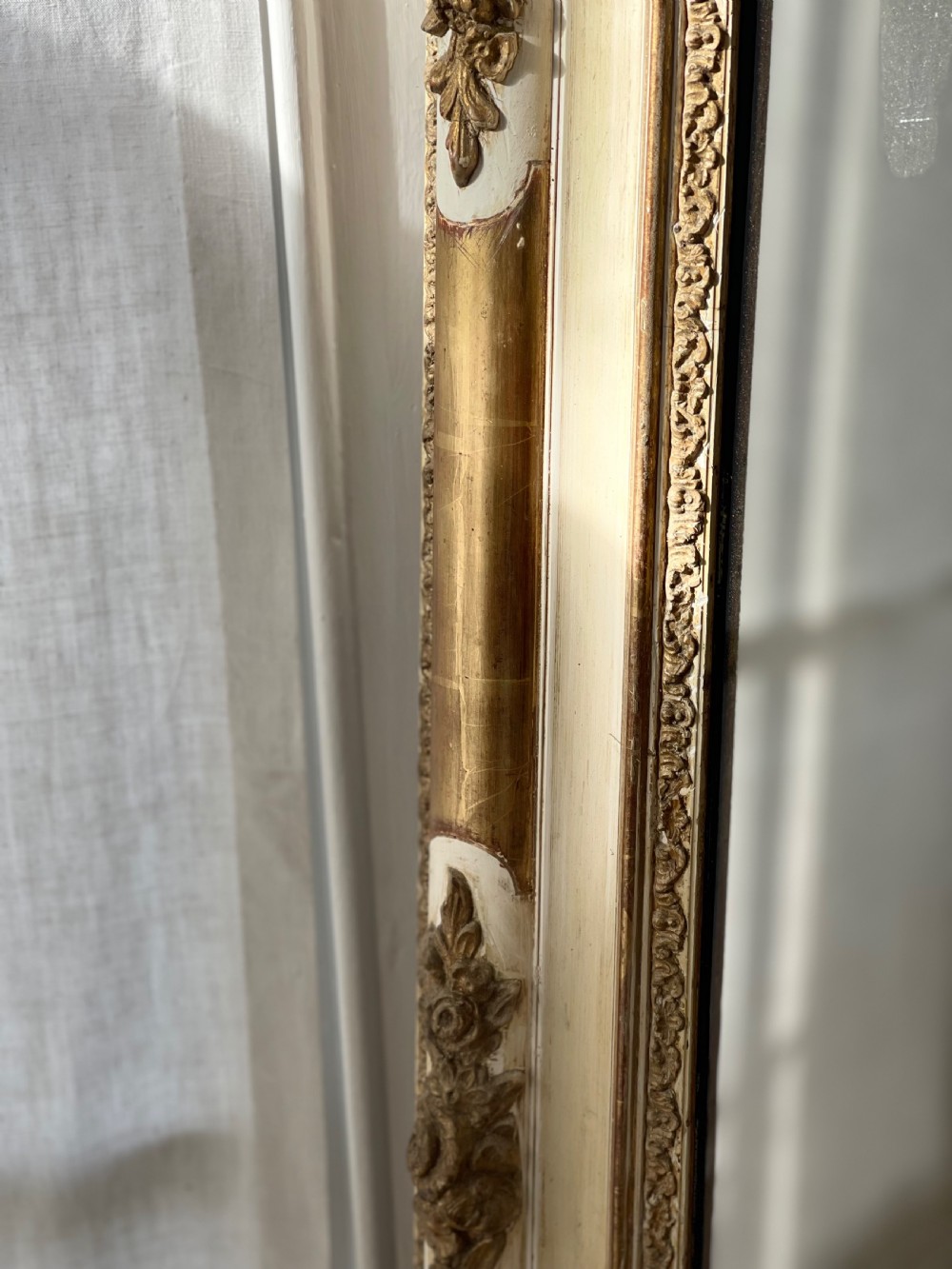 Large antique French gilt on gesso Empire mirror  View X