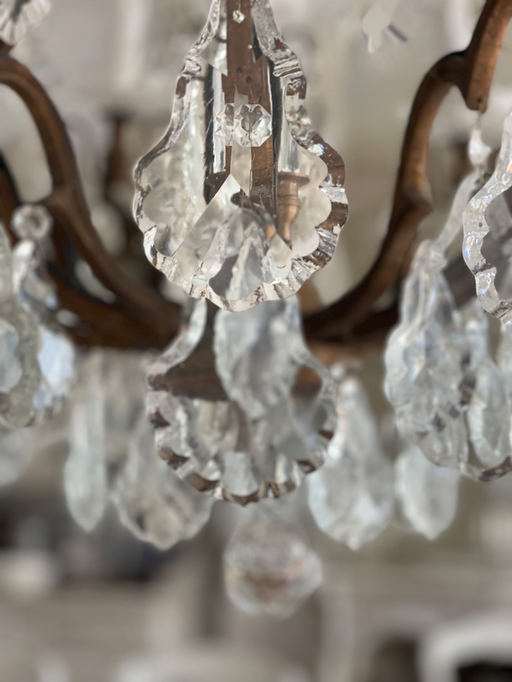 Large antique French cage chandelier View III
