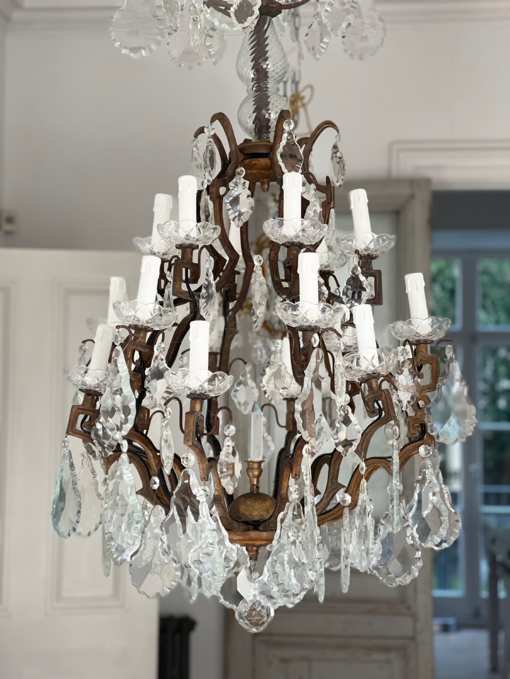 Large antique French cage chandelier View VI