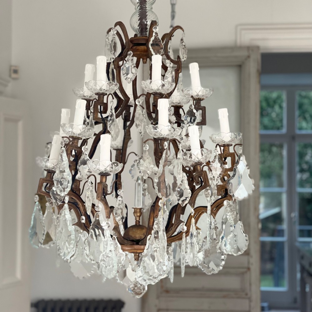 Large antique French cage chandelier View VII