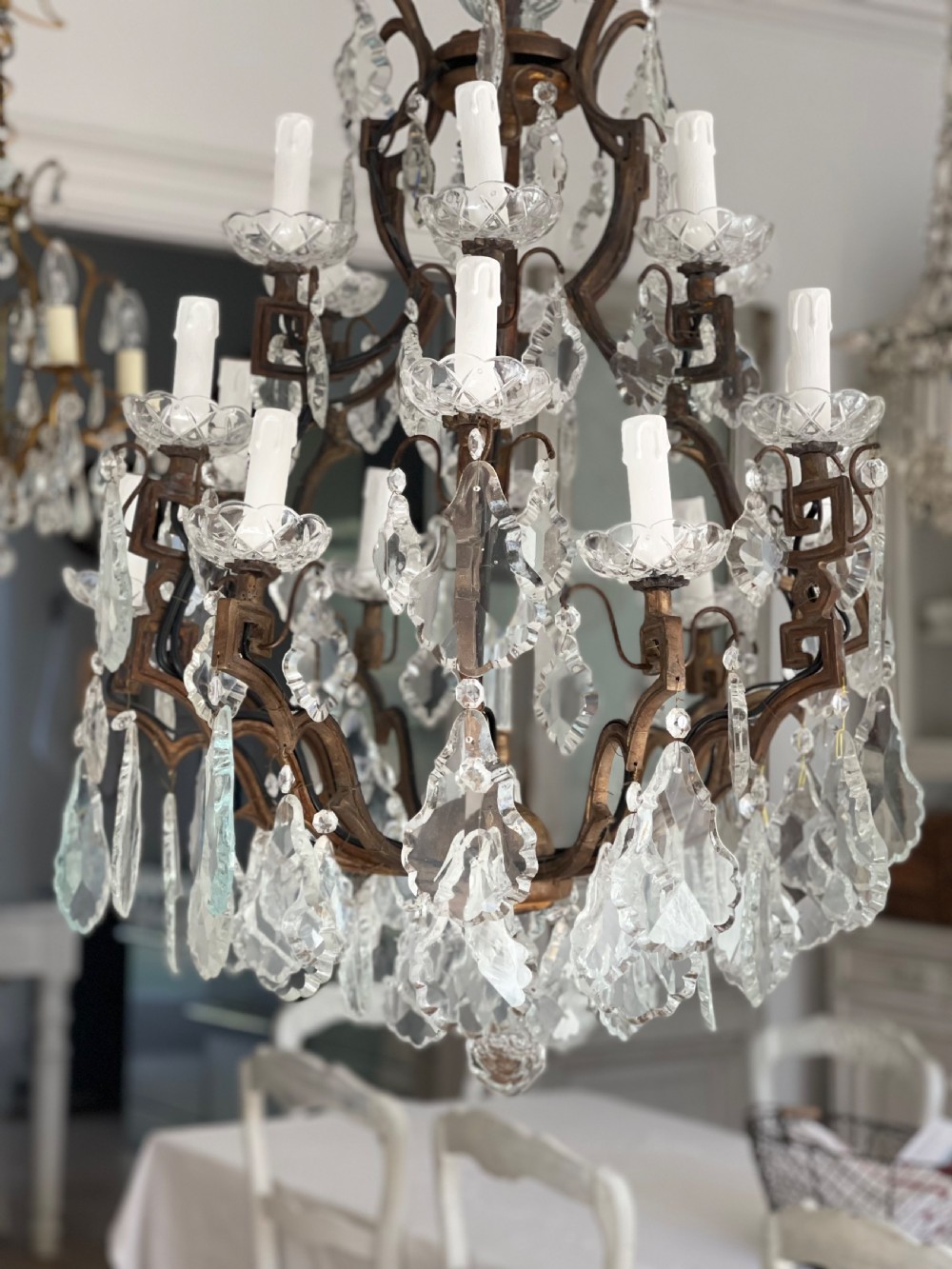 Large antique French cage chandelier View IX