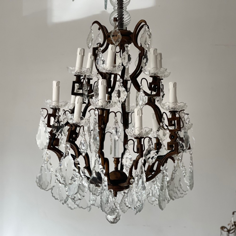 Large antique French cage chandelier View X