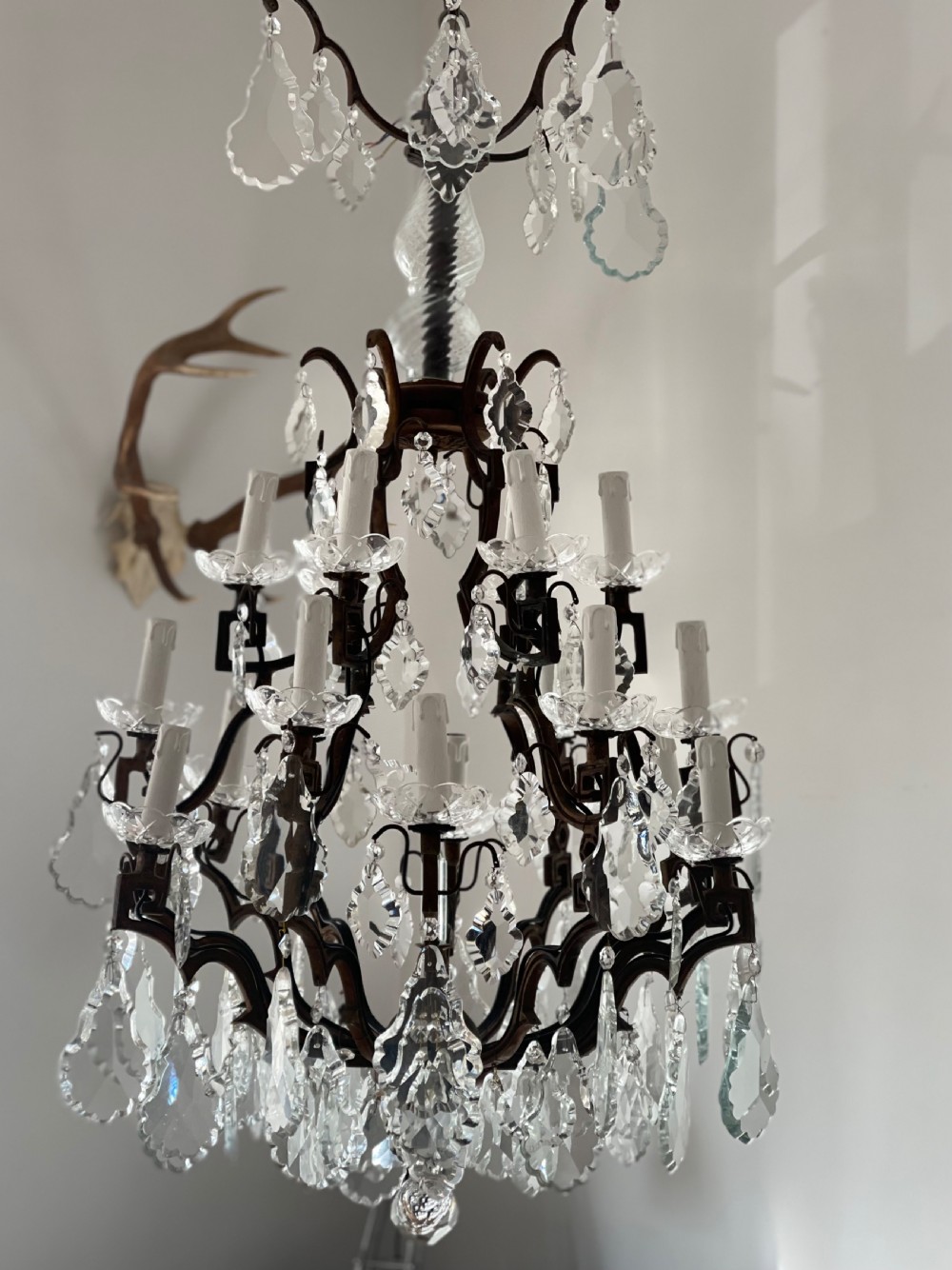 Large antique French cage chandelier View XI