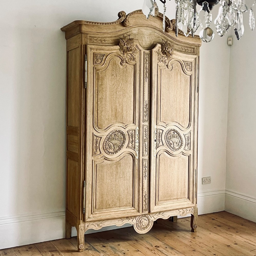 Antique French oak armoire with hanging rail View X