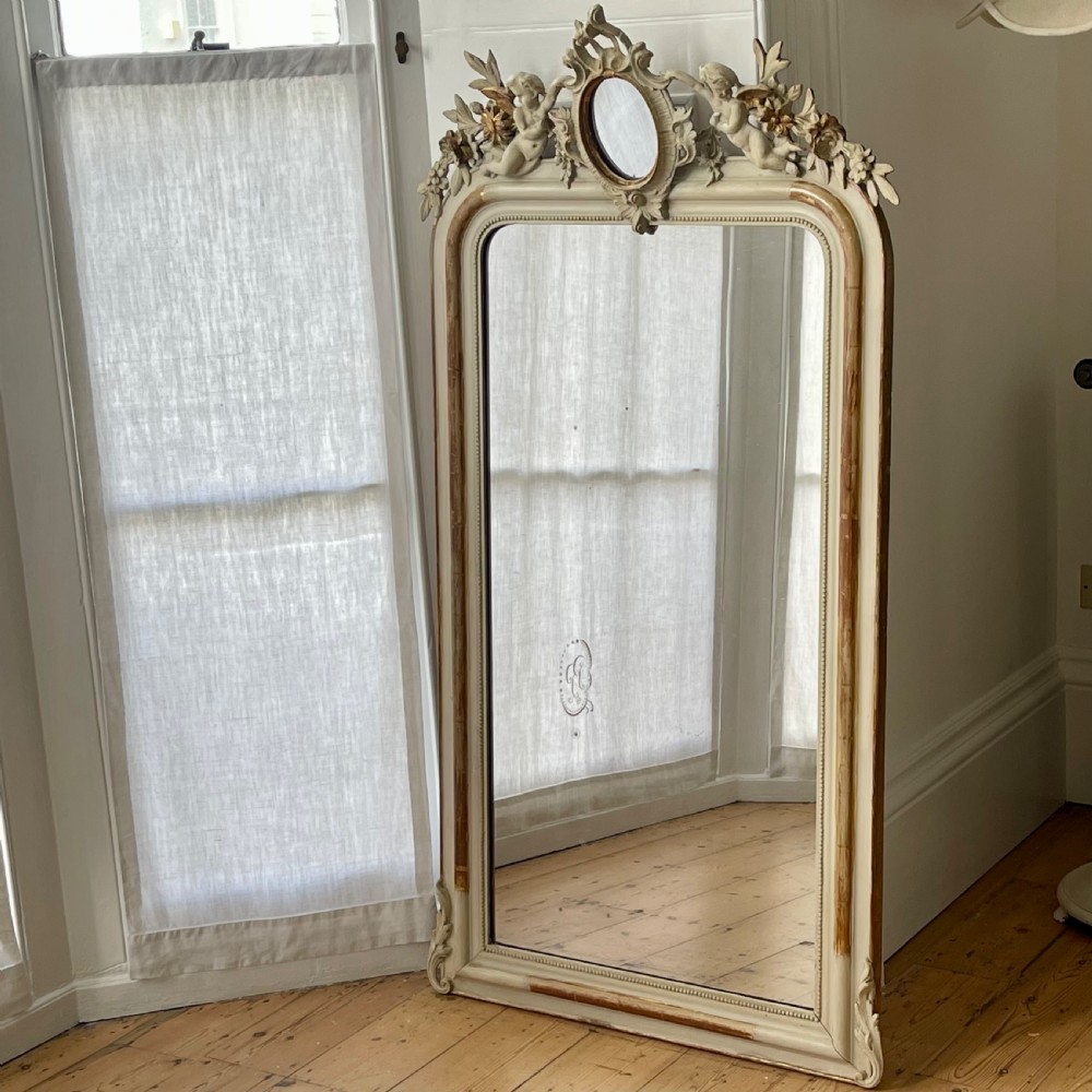 French gilt and bare gesso cherub mirror - mercury glass
 View III