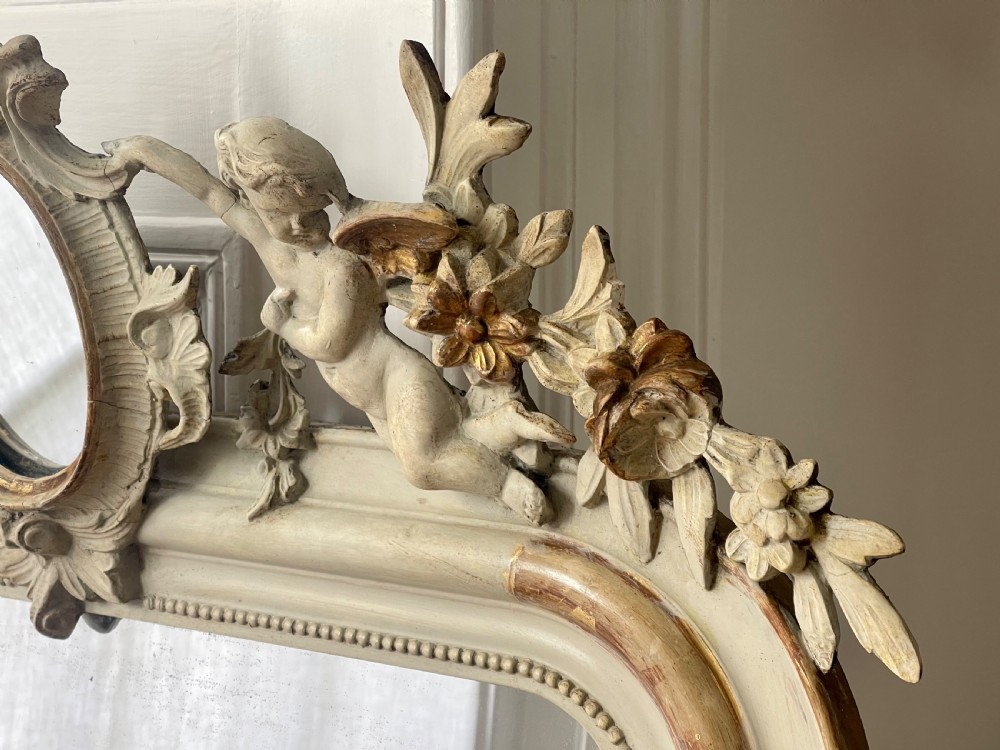 French gilt and bare gesso cherub mirror - mercury glass
 View V