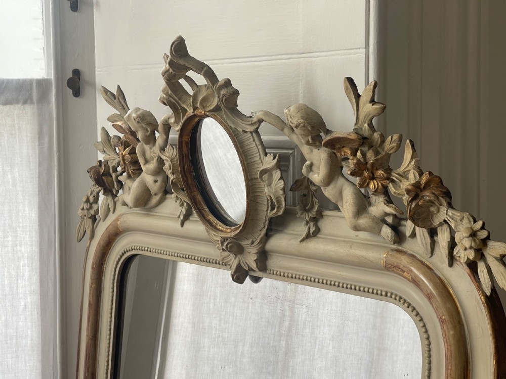 French gilt and bare gesso cherub mirror - mercury glass
 View VIII