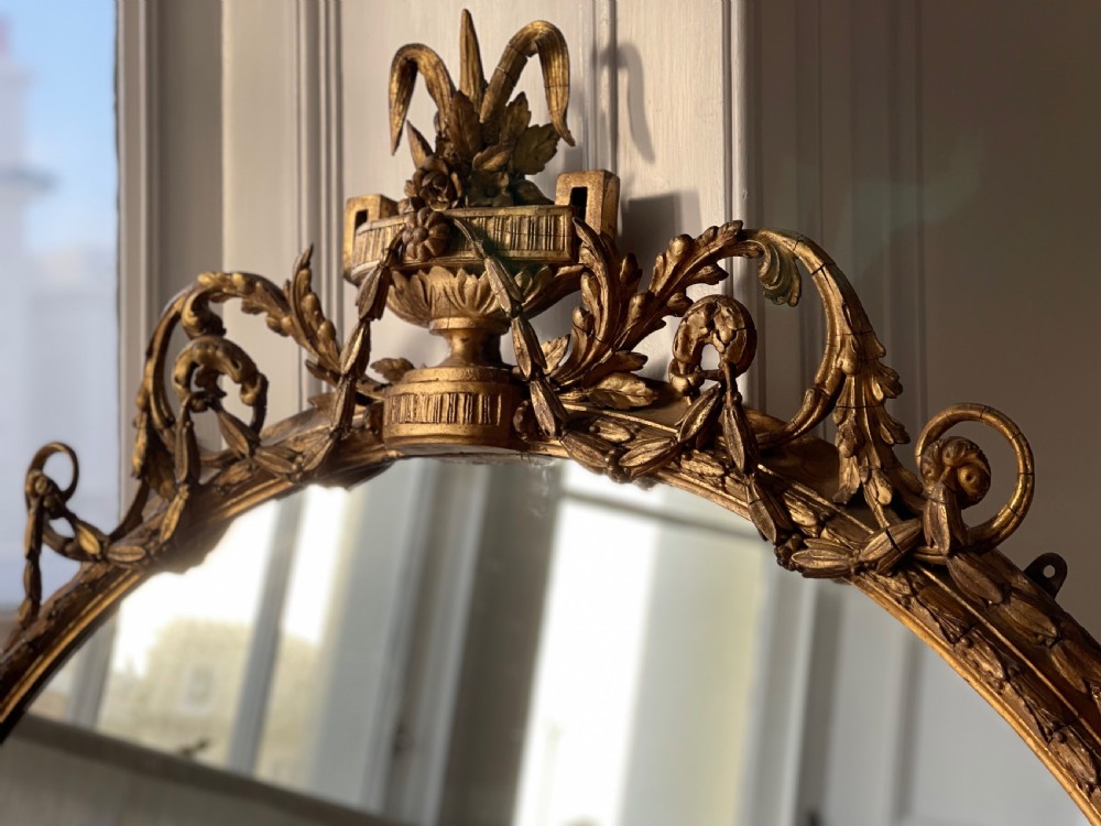 Large antique English  gilt oval mirror  View IX