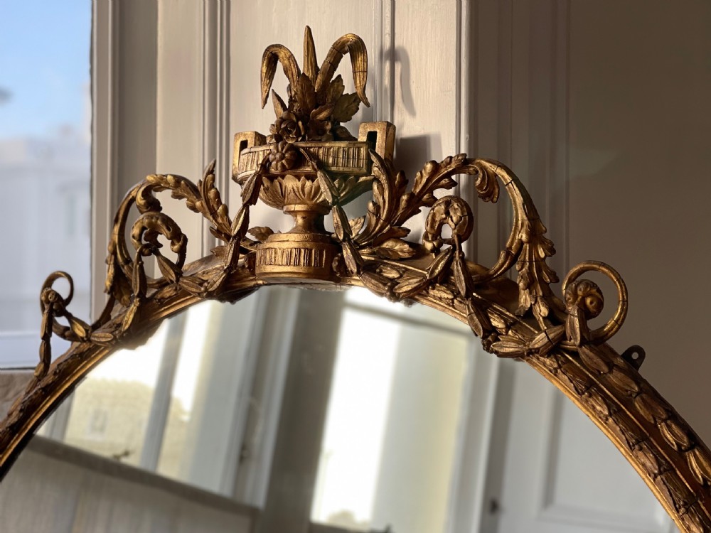 Large antique English  gilt oval mirror  View XI