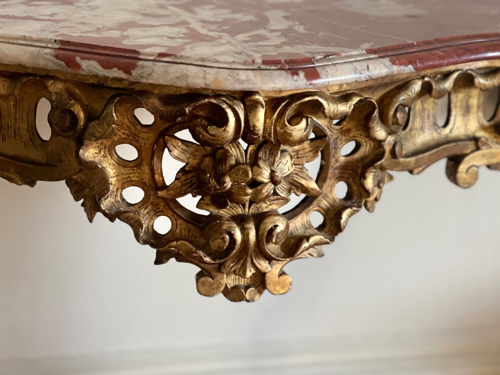 Large antique French gilt wood console  View II
