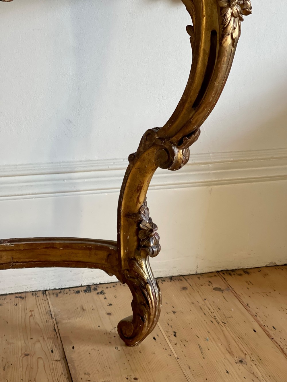 Large antique French gilt wood console  View V