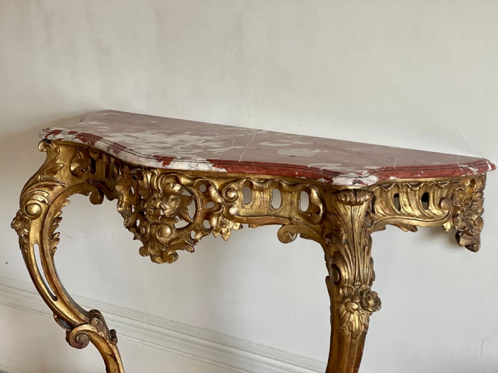 Large antique French gilt wood console  View VI