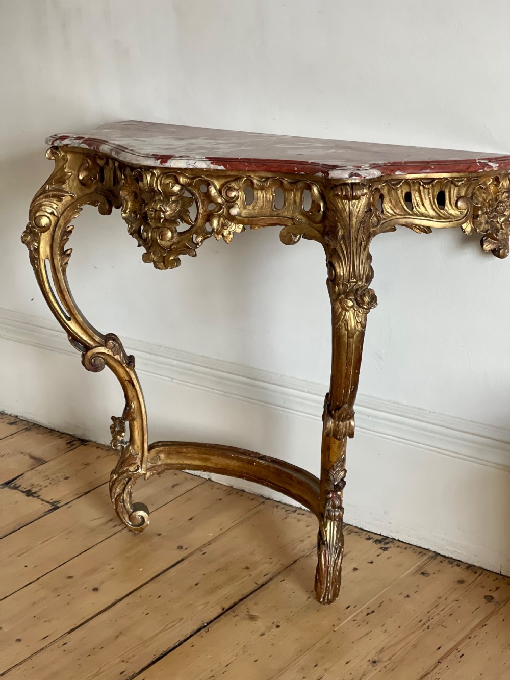 Large antique French gilt wood console  View IX