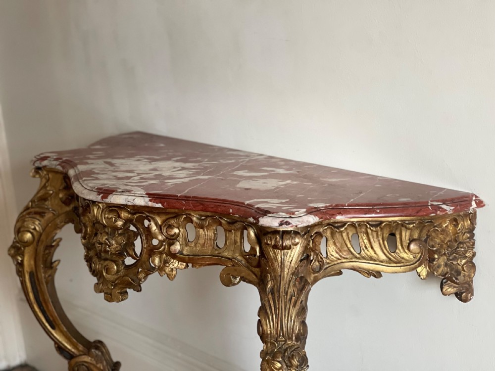 Large antique French gilt wood console  View X