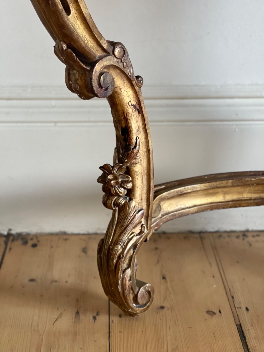 Large antique French gilt wood console  View XI