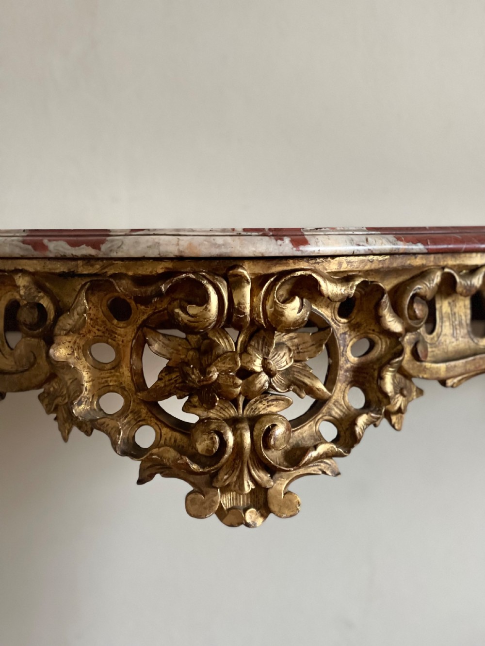 Large antique French gilt wood console  View XIII