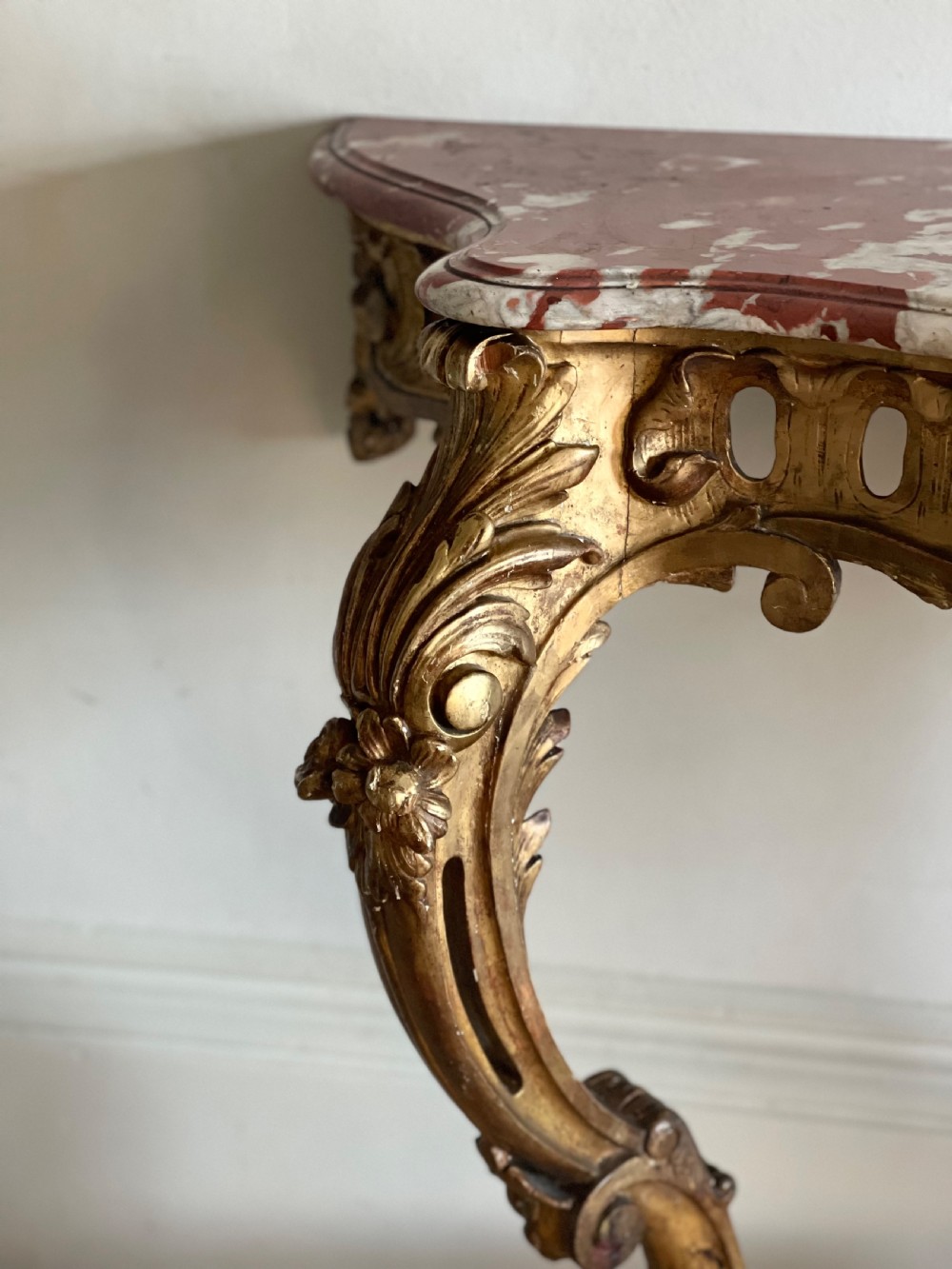Large antique French gilt wood console  View XIV
