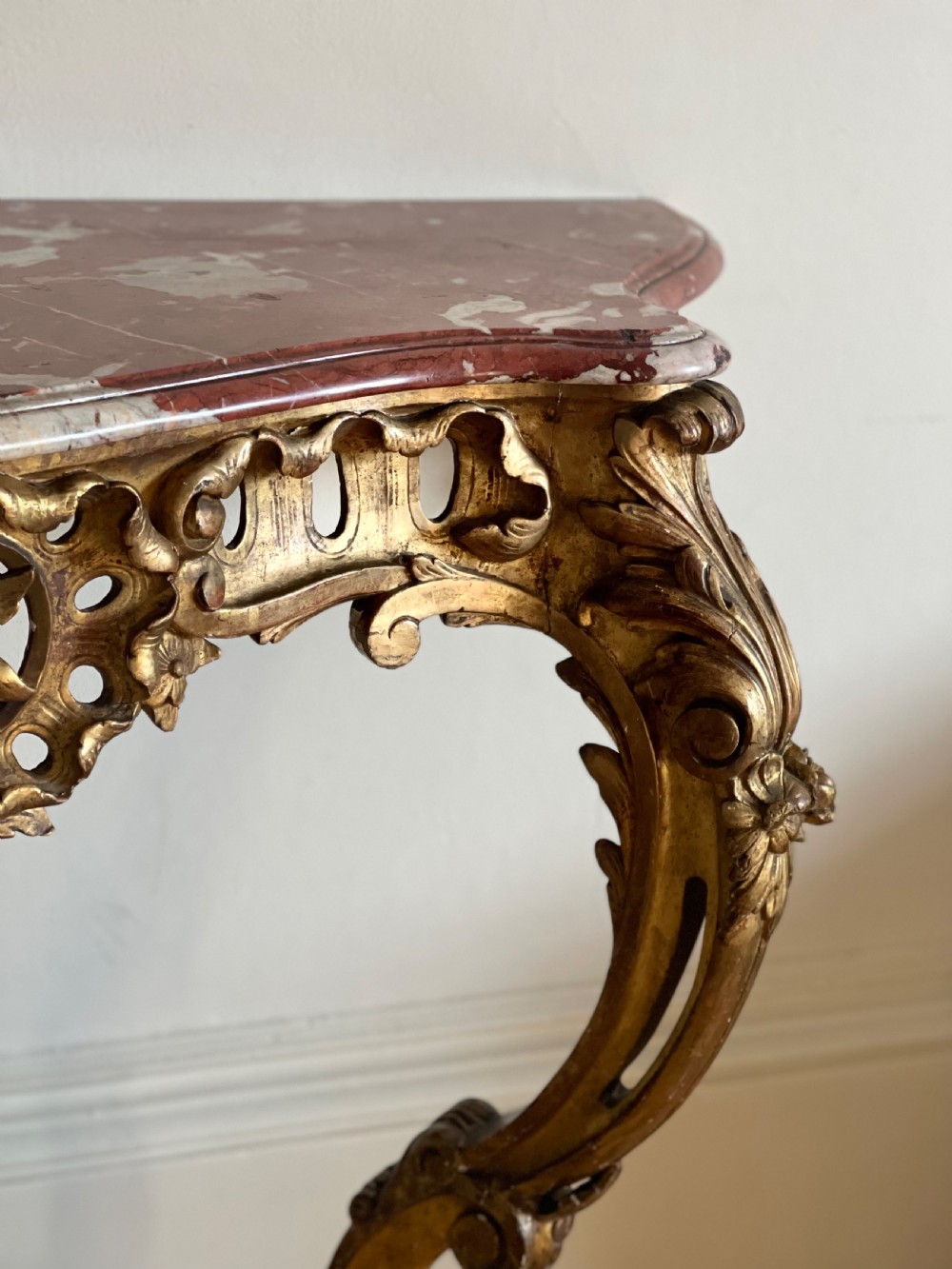 Large antique French gilt wood console  View XV