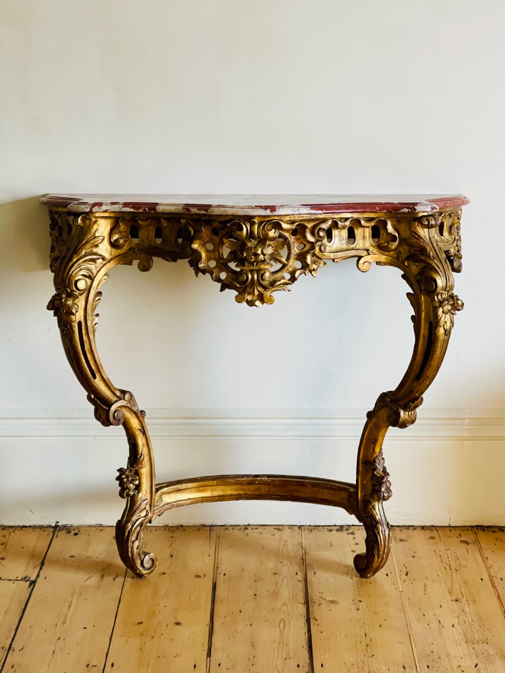 Large antique French gilt wood console  View XVI