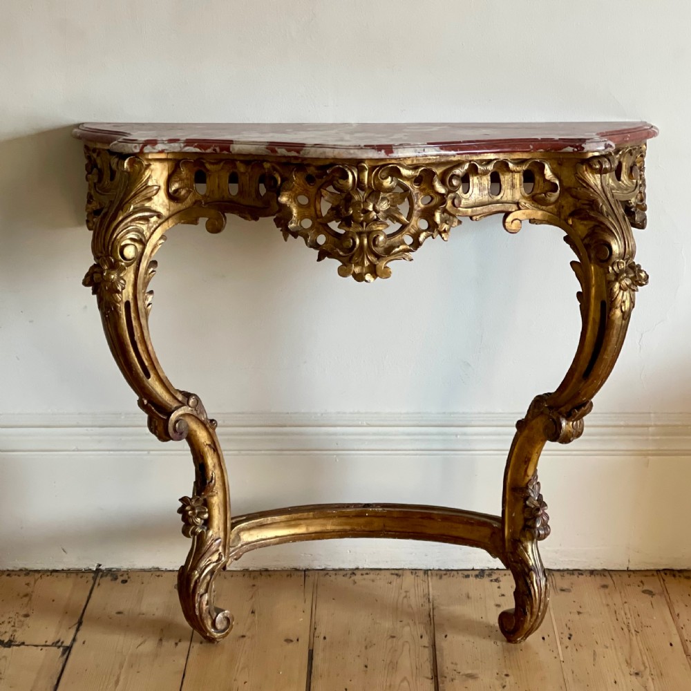 Large antique French gilt wood console  View XVII