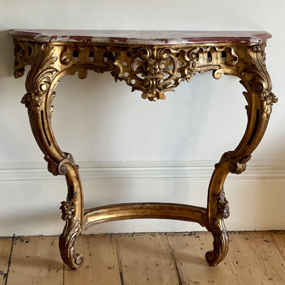 Large antique French gilt wood console  View XVIII