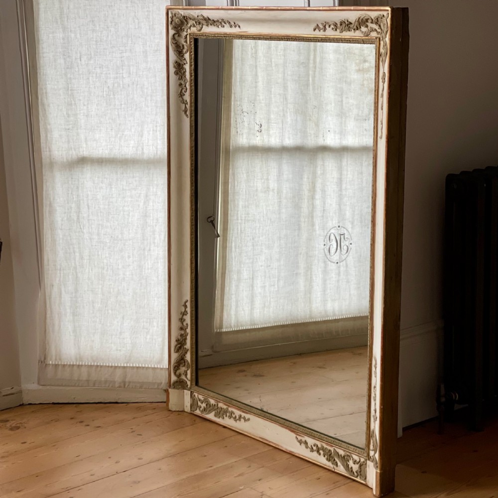 Antique French gilt and bare gesso Empire mirror c1830 View II