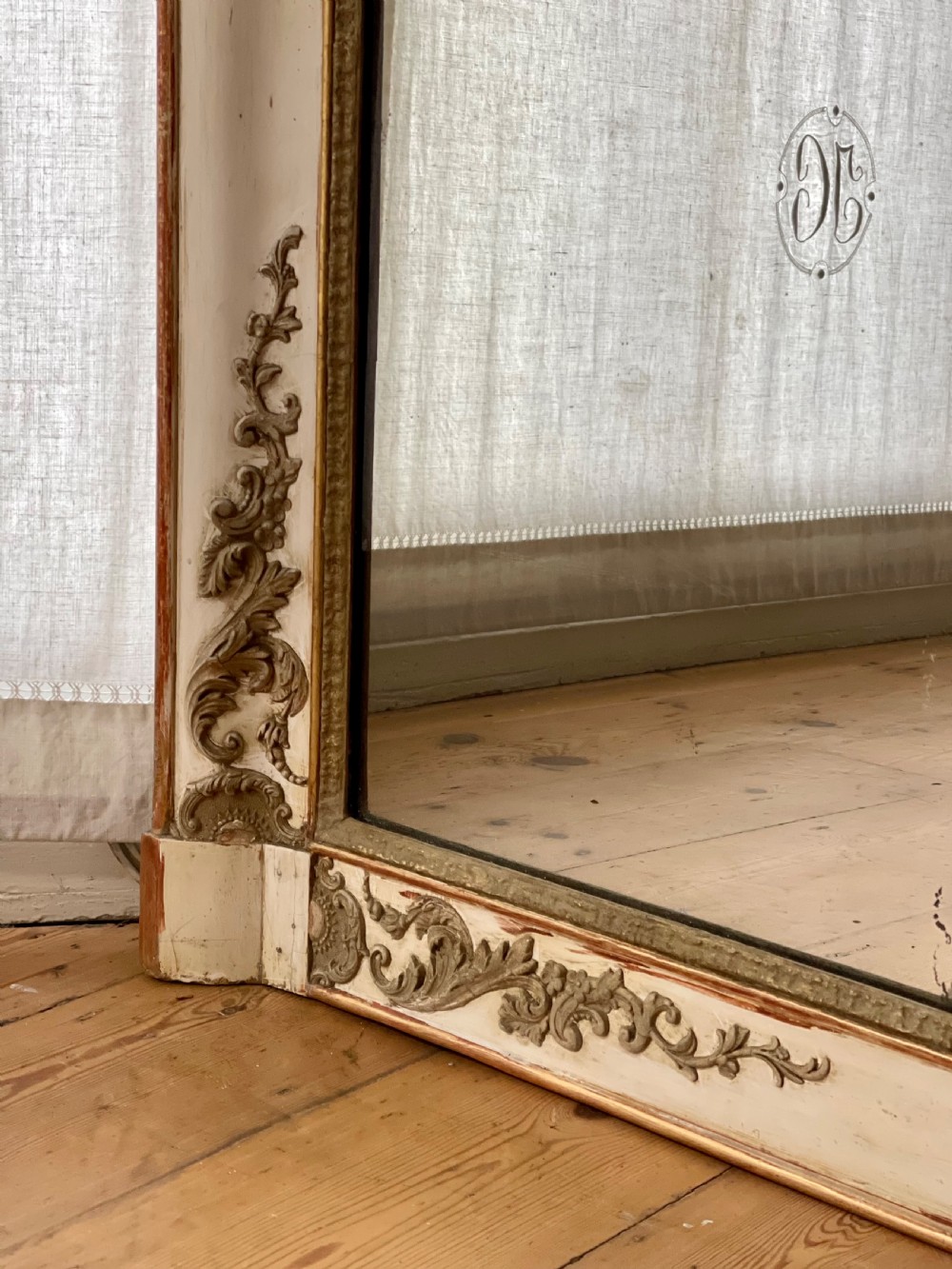 Antique French gilt and bare gesso Empire mirror c1830 View IV