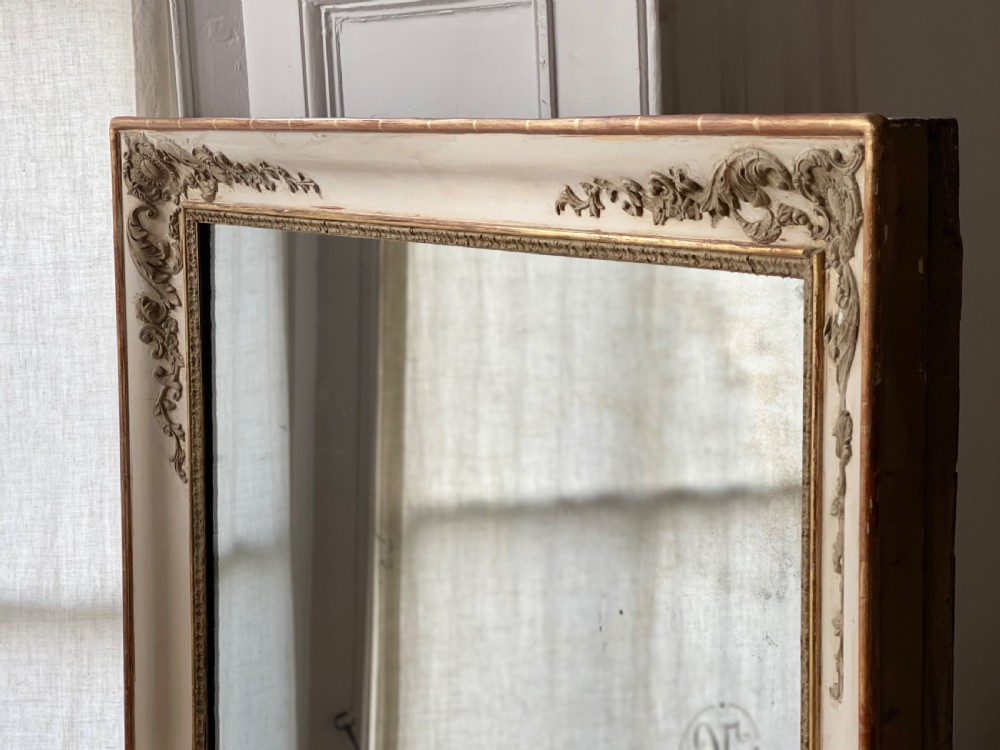 Antique French gilt and bare gesso Empire mirror c1830 View V