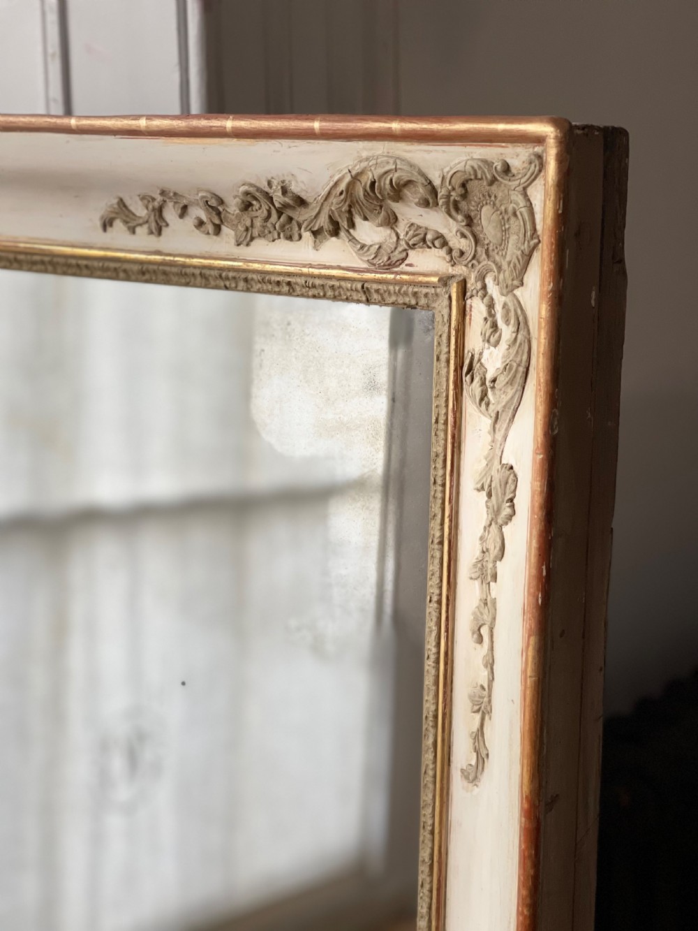 Antique French gilt and bare gesso Empire mirror c1830 View VII