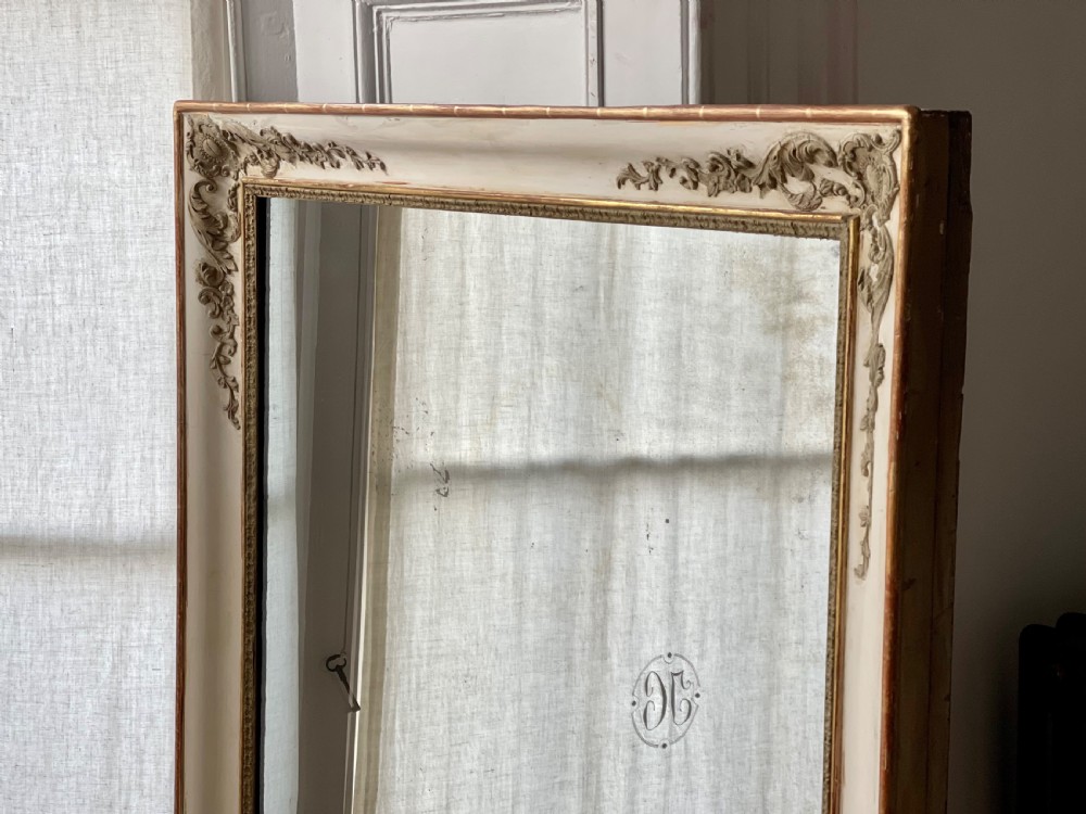 Antique French gilt and bare gesso Empire mirror c1830 View VIII