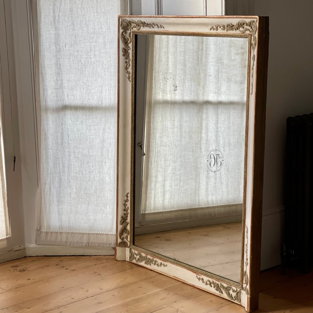 Antique French gilt and bare gesso Empire mirror c1830 View X