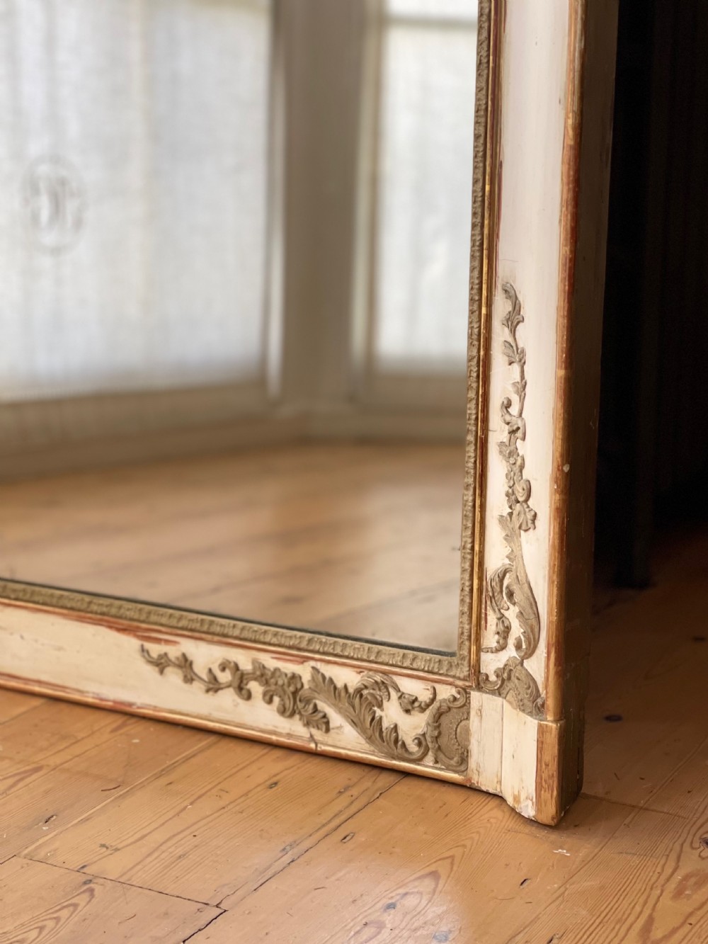 Antique French gilt and bare gesso Empire mirror c1830 View XI