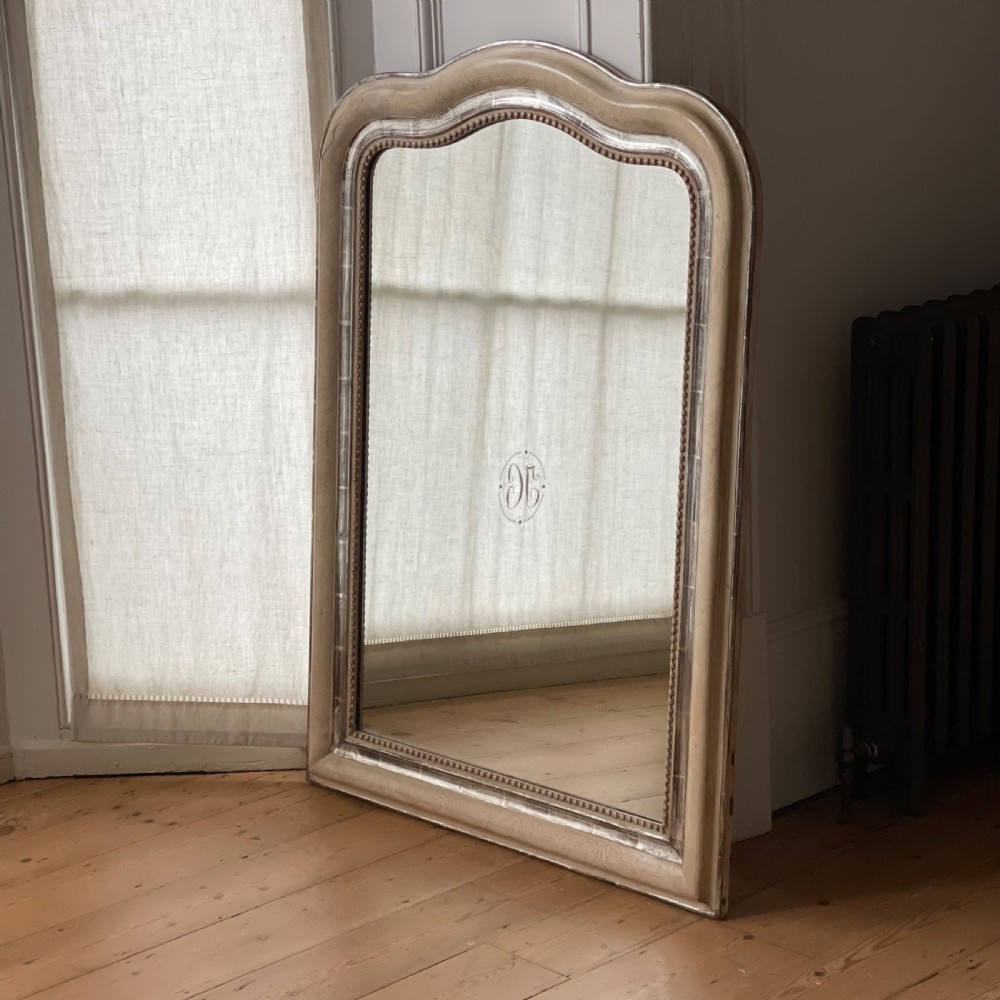 Antique French silver gilt and bare gesso mirror  View IV