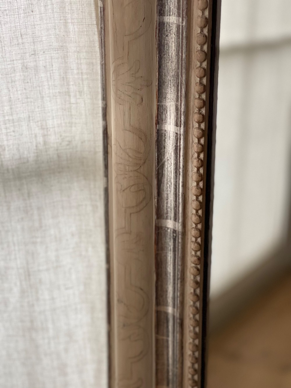 Antique French silver gilt and bare gesso mirror  View VIII